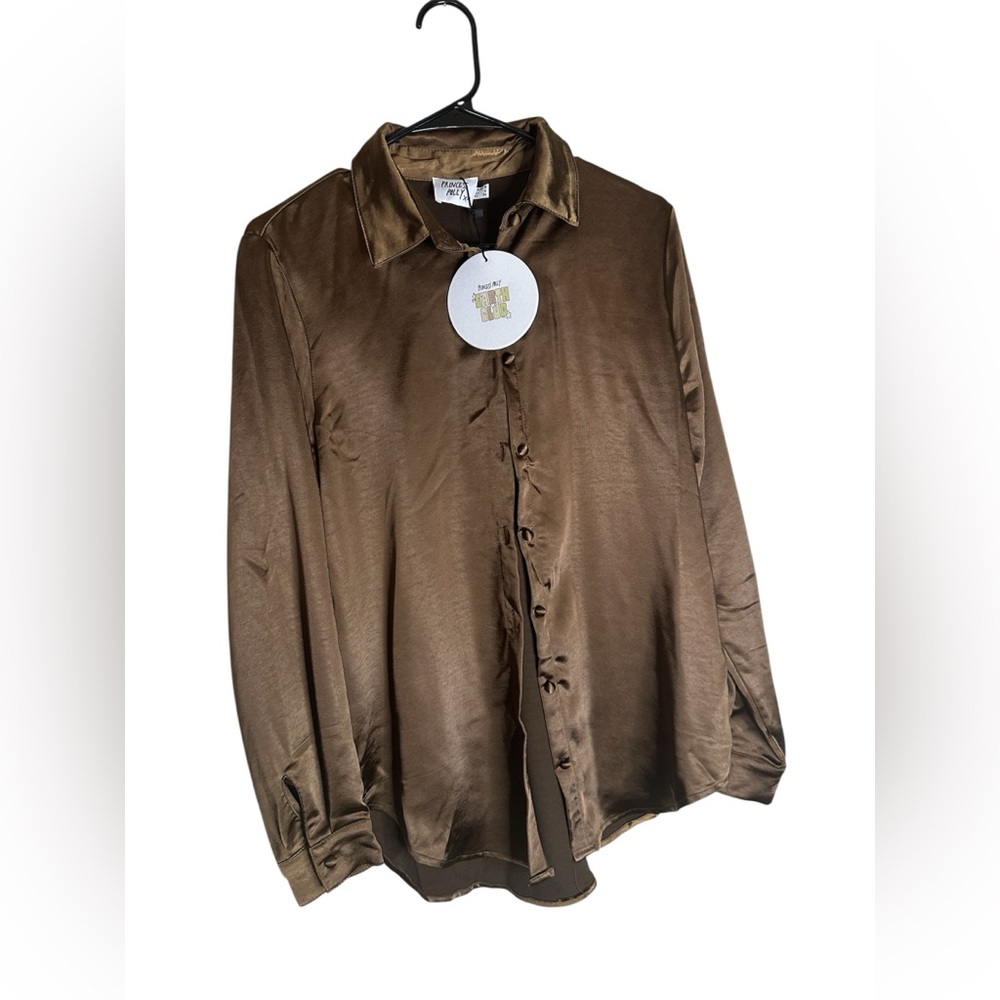 Princess Polly Bronze Satin Shirt
